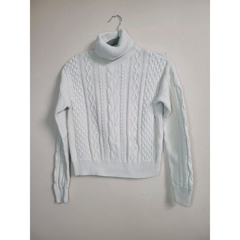 GAP Womens Cable Knit Turtleneck Sweater Ivory Cream Winter‎ Warm Sz S
